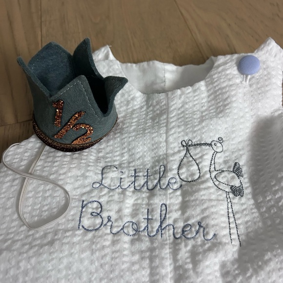 Cecil and Lou Little Brother Seersucker Jon Jon 3M Baby Boy Outfit - Picture 4 of 4